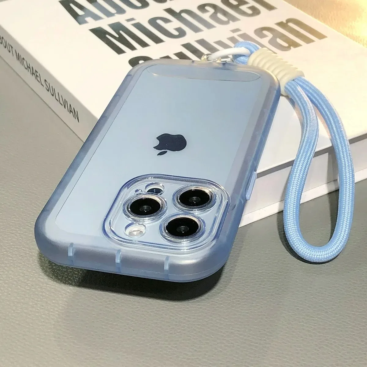 Transparent Candy Color Silicone Wrist Strap Phone Case with Lanyard