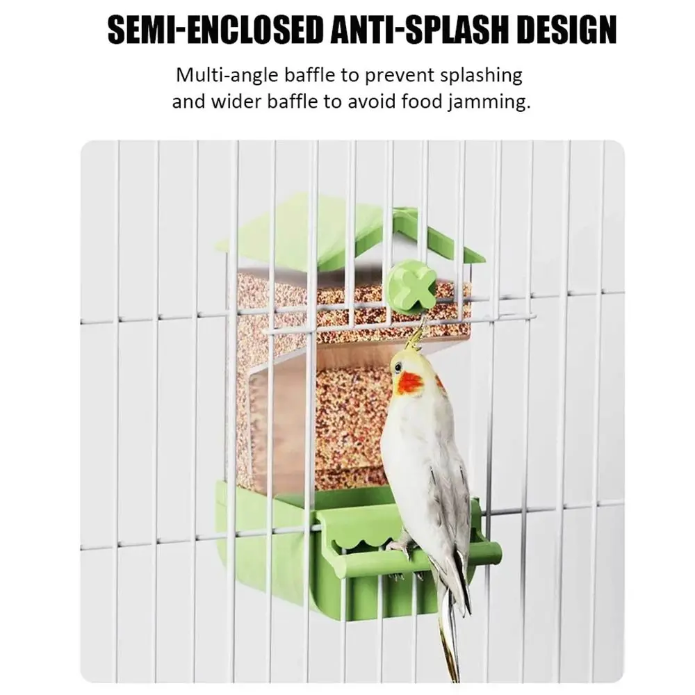 Anti-splash Parrot Automatic Feeder Hanging Large Capacity Bird Feed Box for Cage No Mess Waterproof Birds Food Container