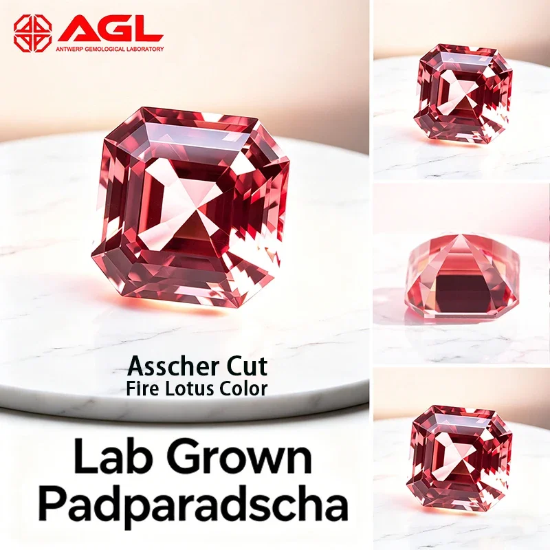 ABCLab 재배 패드파라차 원석 아셔 컷 파이어 로터스 컬러 DIY 반지 목걸이 귀걸이 주요 재료 AGL 인증서