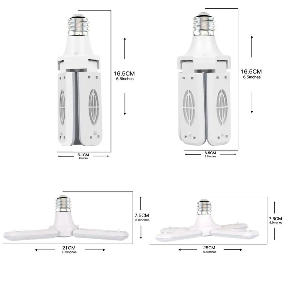 Description Picture 3 of itemFoldable LED Garage Light E27 85-265V Home Ceiling Lamps 3/4 Blade Angle Adjustable Lights Lamp Cold/Warm White 3000-6500K