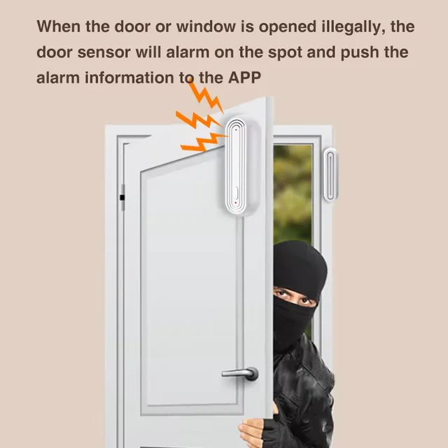 90dB Alarm Smart Door Sensor, Tuya WiFi Door Sensor, All-Round Protection, Easily Monitor Your Home Security. 3