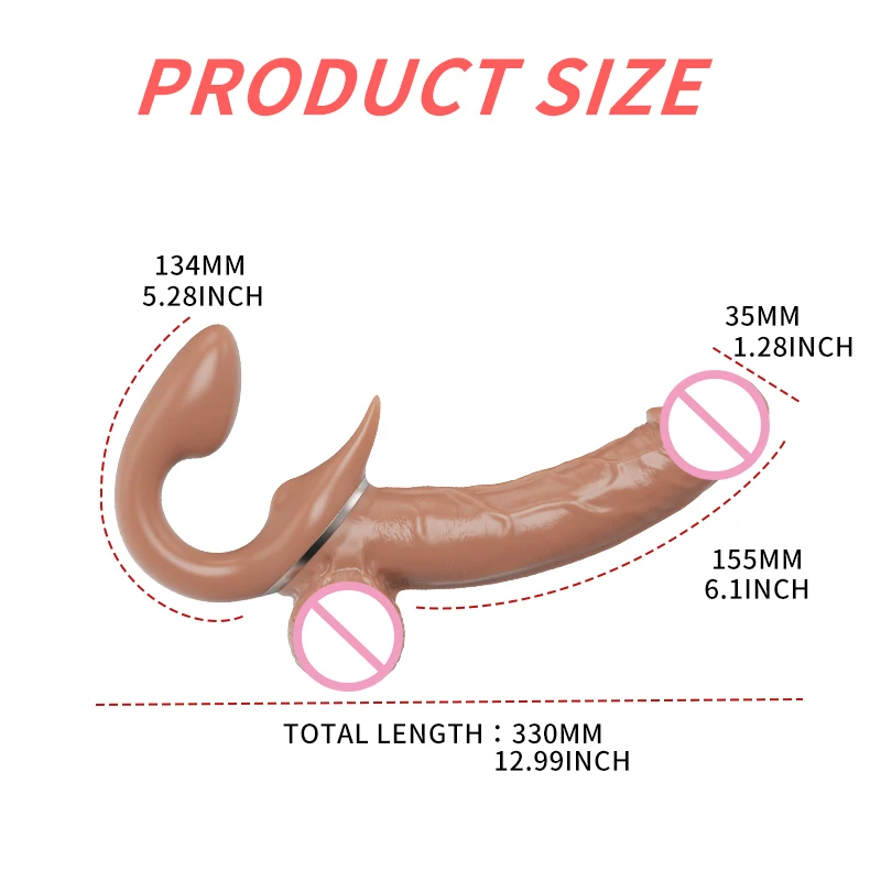 Strapless Strap-on Dildo Vibrator For Women Lesbian Couples G-Spot Double-Ended Adult Sex Toys Dildo Lesbian Telescopic Vibrator