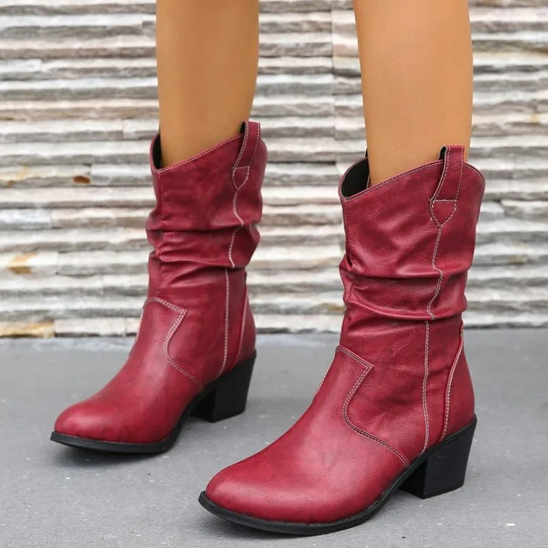 Women Chelsea Ankle Boots 2023 New Winter Chunky Mid Heels Shoes Designer Sexy Party Pumps Gladiator Goth Motorcycle Snow Botas