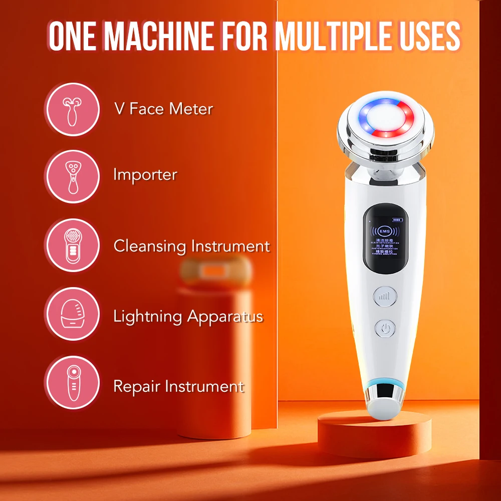 2023 New Led Skin Care Photon Facial Skin Beauty Instrument EMS Microcurrents Face Lift Tightening Vibrating Massager Device