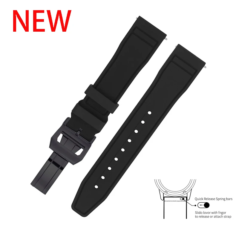 Hochwertiges Fluorkautschuk-Uhrenarmband mit Schnellverschluss, 20 mm, 21 mm, 22 mm, Schmetterlingsschnalle, FPM/FKM-Uhrenarmbänder für I-WC-Uhrenarmband