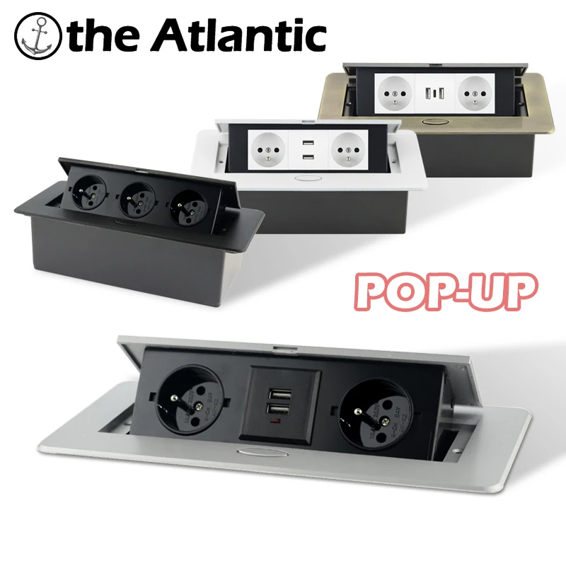 França Checa Tomada Elétrica Tomada de Mesa com Carregamento Usb Preto Prata Bronze Branco Cobertura Conferência Mesa Tomada