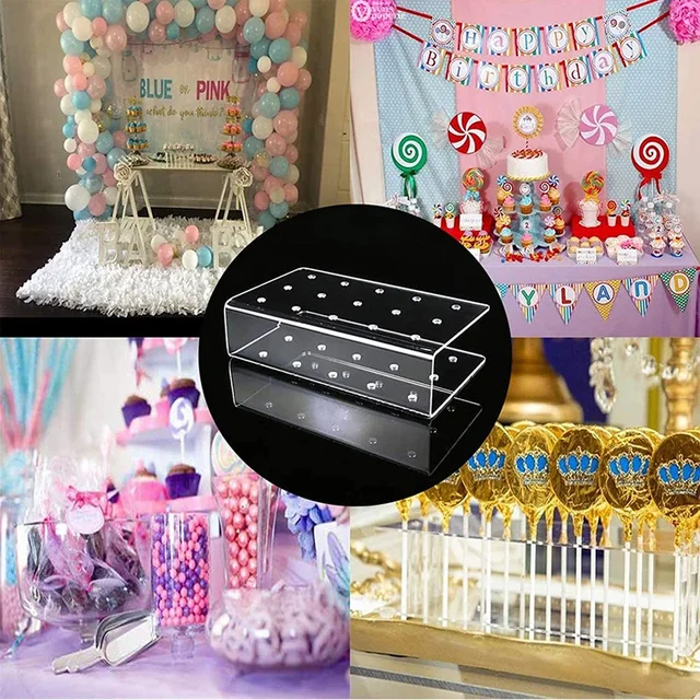 Hole Cake Pop Stand Candy Display Acrylic Stand Clear Durable Candy Stand Baby Shower Wedding Party Birthday Dessert Placement 2
