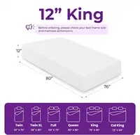 12 Inch King Cooling Gel Memory Foam Mattress Medium Firm for Cool Sleep Pressure Relieving CertiPUR-US Certified 2