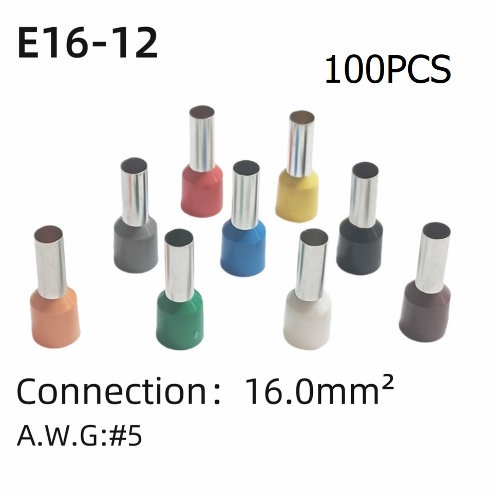 100PCS Wire Insert 16mmÂ² Starfix A.W.G#5 Insulated Ferrules Cable Lug Electrical Cord End Connector Cold Crimping Terminal
