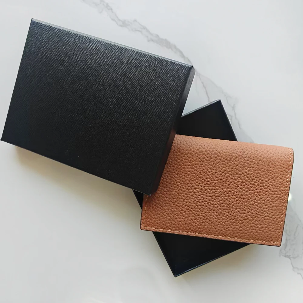 Benutzerdefinierte Name Luxus Männer Waalet Echtes Leder Personalisieren Initialen Mini Frauen Kartenhalter Mit Geschenk Box Kleine Business Brieftasche – Detail 10