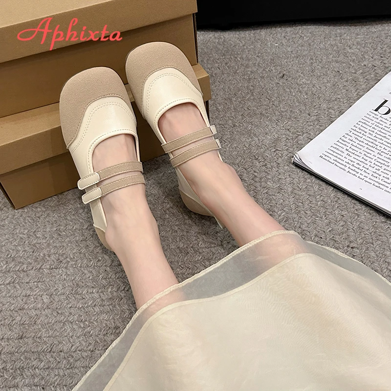 Aphixta Flat With Women Loafers Mixed Color Suede Flats Woman Casual Shoes Hook Loop Silver Loafers Comfortable Footwear