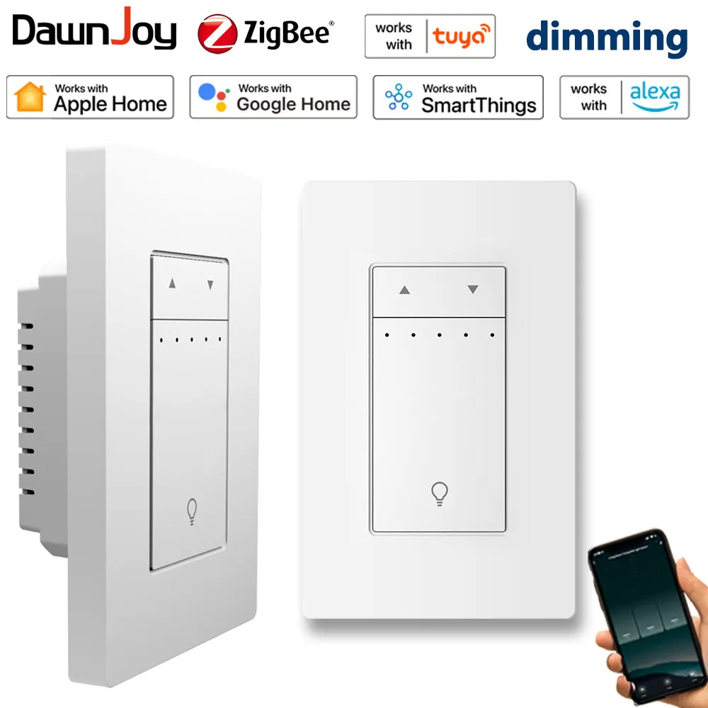 สวิตช์ไฟอัจฉริยะ Dawnjoy Tuya Zigbee 110V 220V ปรับความสว่างได้ สำหรับไฟ LED พัดลม ควบคุมผ่านรีโมท แชร์การตั้งเวลา ควบคุมด้วยเสียง รองรับ Google Home และ Alexa 1