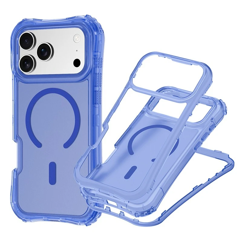 Armor 3IN1 PC TPU Magnetic Charging Clear Case for iPhone 17 Pro Max - Clear Back Panel