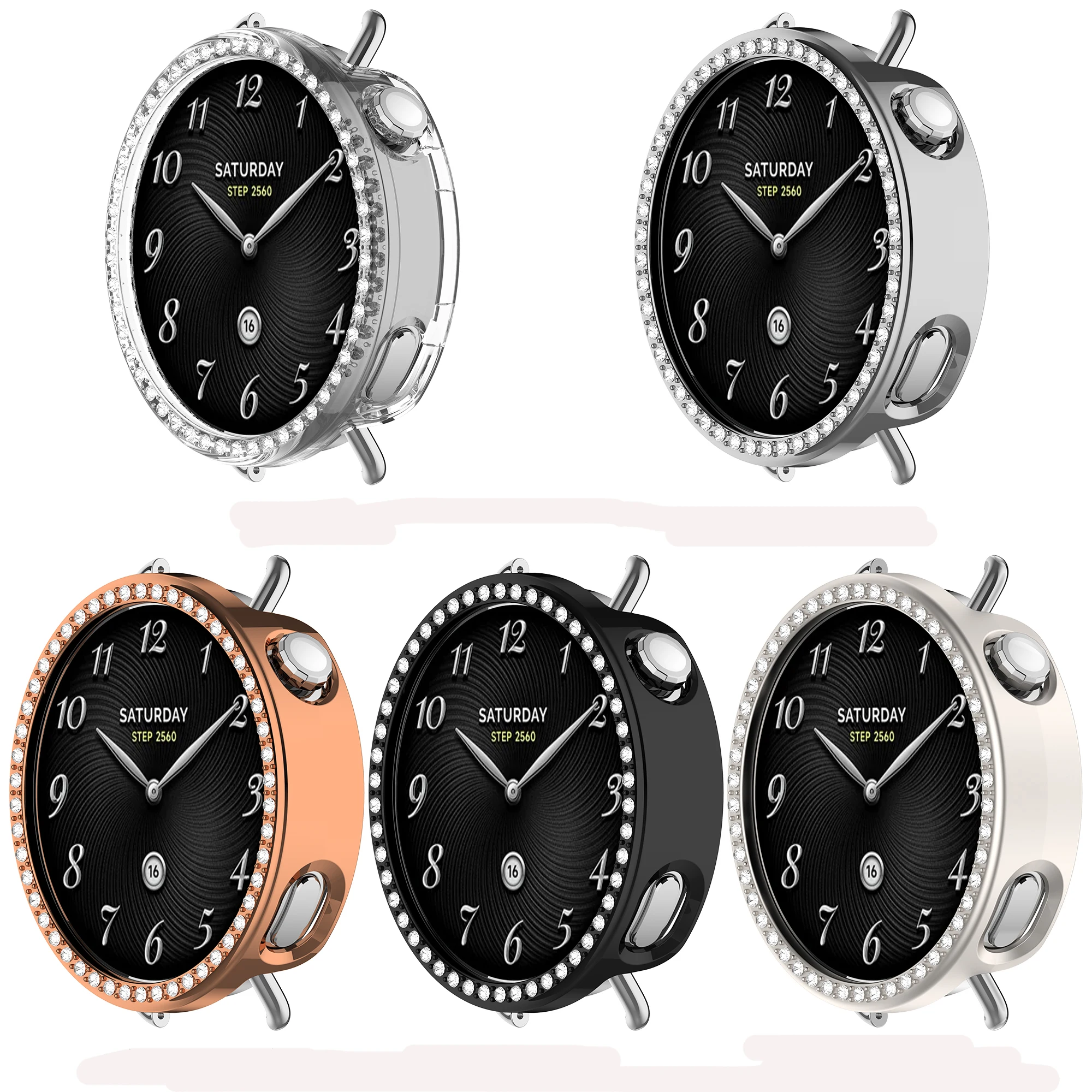 Diamond Protective Case for Smartwatch - Premium Strap Cover & Screen Protector Accessory