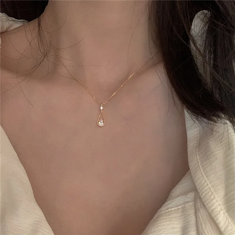 Vintage Gold Color Thin Chain Necklace for Women White Square Pendant  Concise Elegant Necklace 2022 Trend Fashion Jewelry