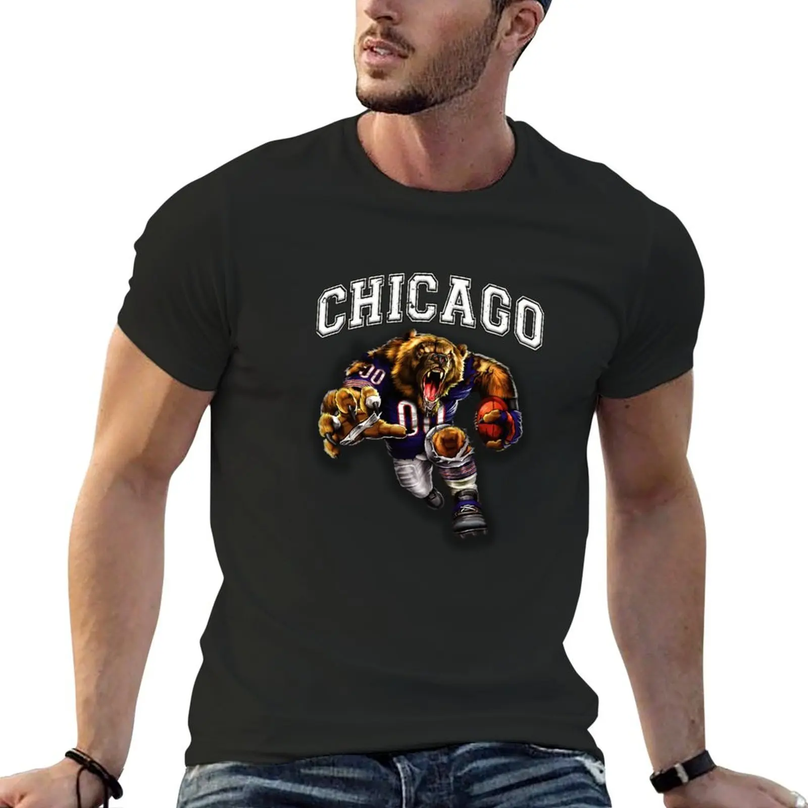 

Chicago Football T-Shirt customizeds graphic shirts blue archive clothing for men