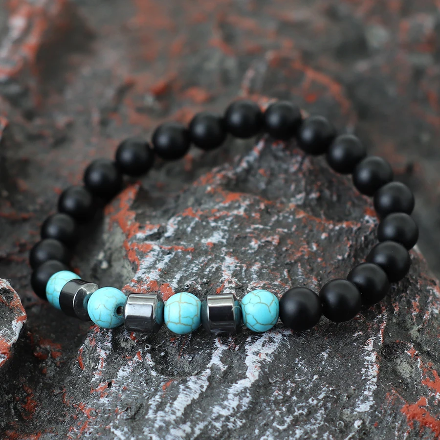 Men Onyx Stone Beaded Bracelet 8mm Natural Healing