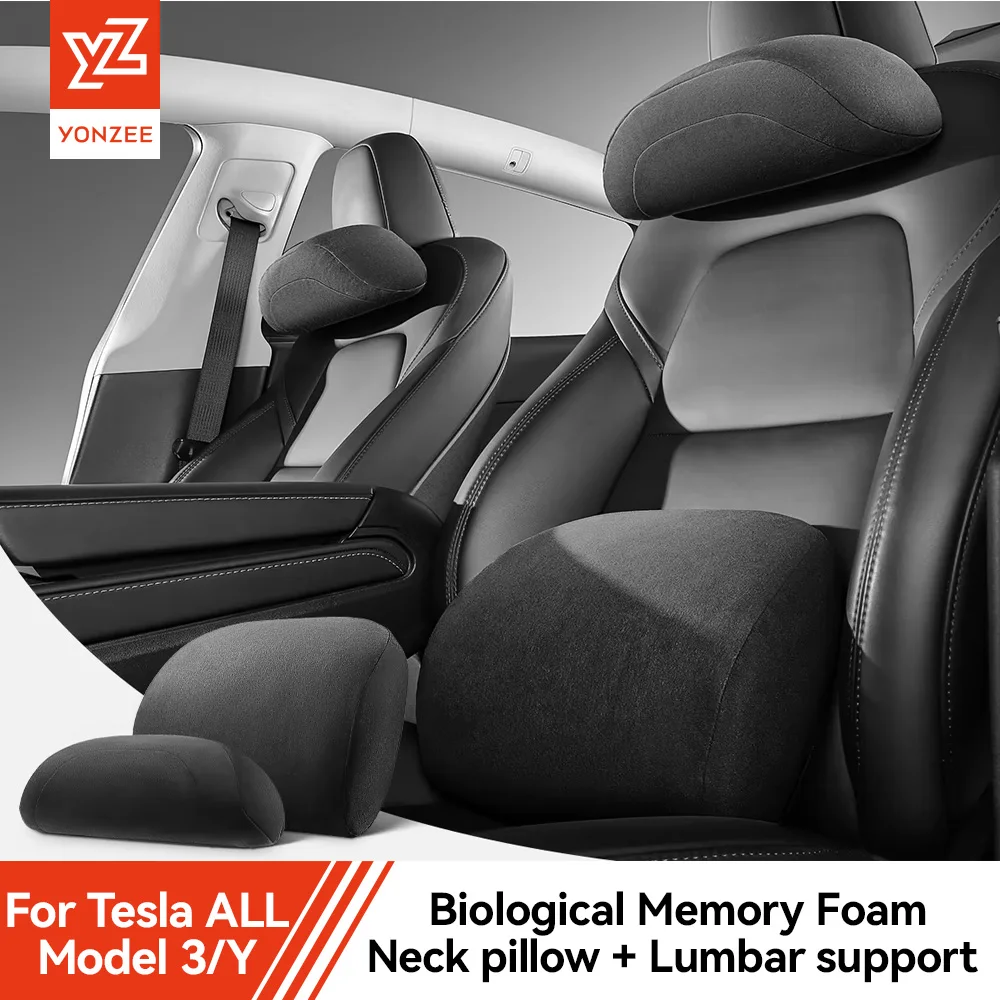 YZ pour Tesla modèle 3 Y oreiller de cou de voiture mousse à mémoire de forme protection lombaire soutien du dos oreiller de siège de voiture appui-tête accessoires de jonction
