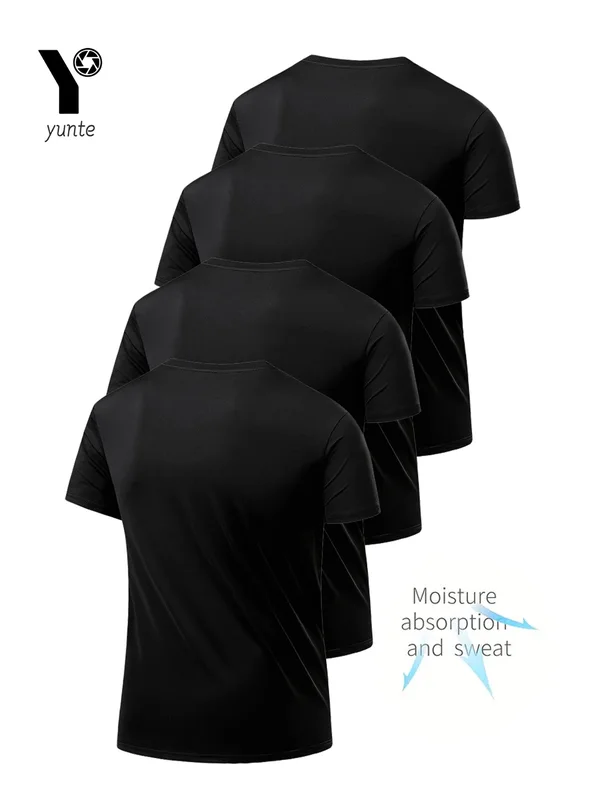 Round Neck T-Shirt 4-Pack Black Ultra-Light