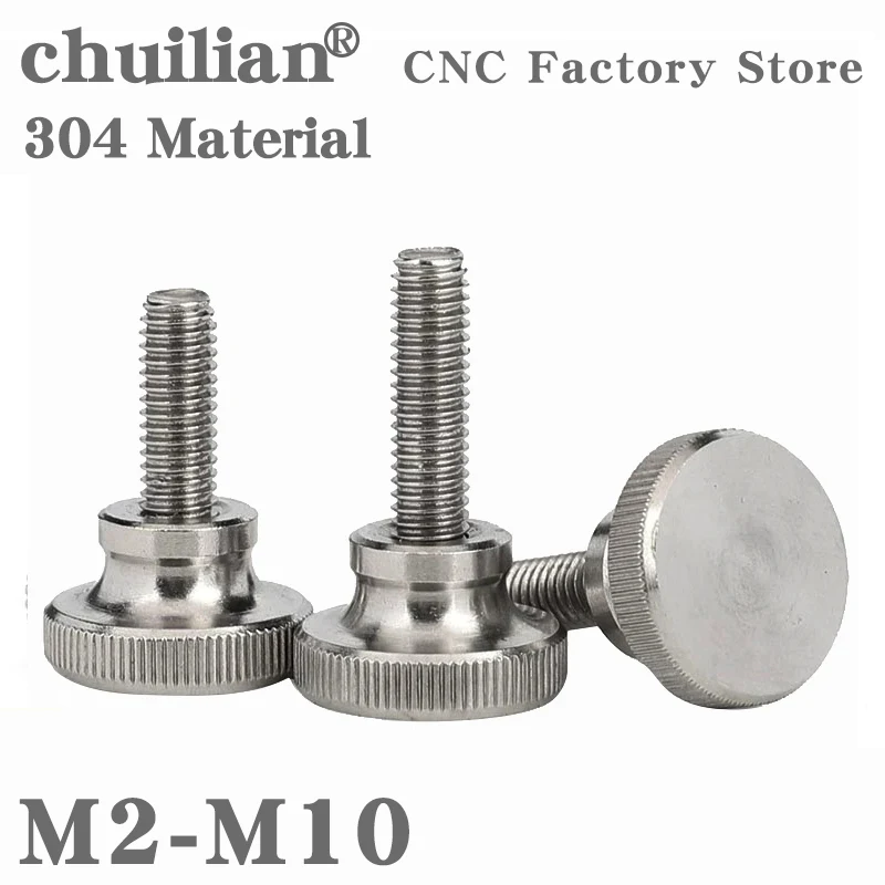 

304 Stainless Steel Thumb Curtain Wall Glass Lock Screw Hand Knurl Step High Head Hand Tighten Adjust Screw GB834 M2 M2.5 M3~M10