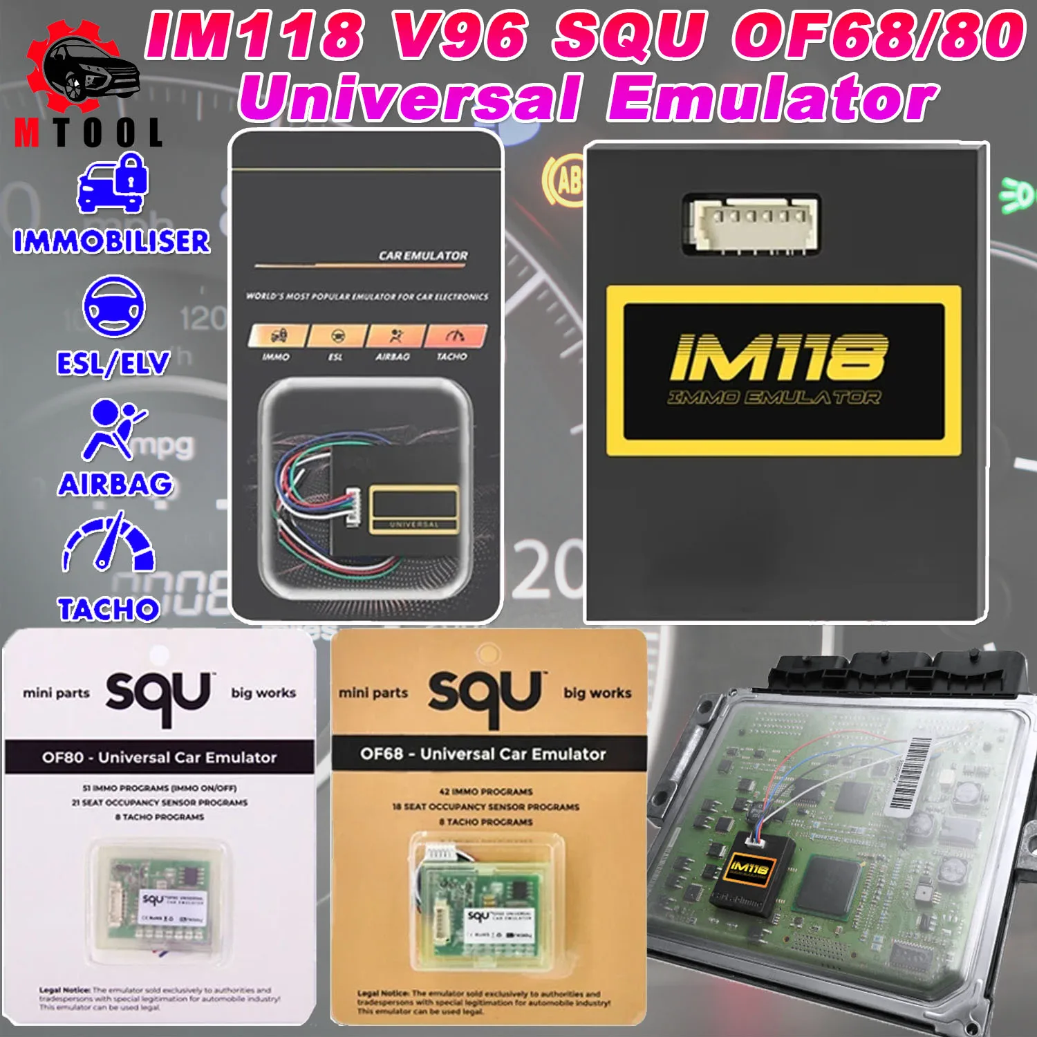 Immobiliser Im118 V96 Milwauof68 Of80 Immo Off Emulator ( K-Line/ Canbus Car ) Pk Of96 Seat Sensore Di Occupazione Tacho Airbag Emulador