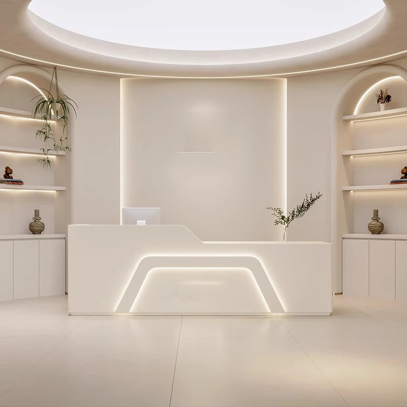 Luxury Cash Reception Desks Gym White Gym Cashier Reception Desk Supermarket Drawer Mostrador Recepcion Beauty Salon Furniture