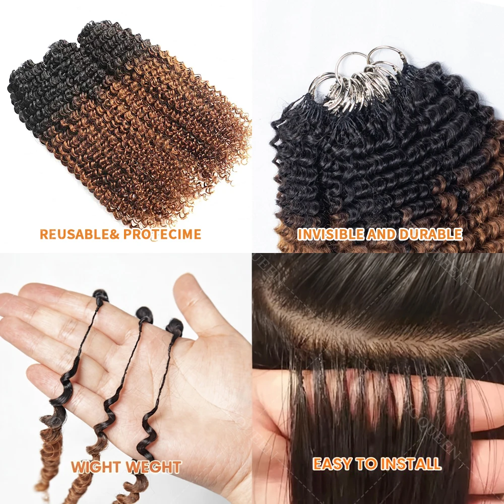12A Brown With Black Kinky Curly Crochet Human Hair For Bohemian Braids Highlight Golden Brown Small Spirals Curly Crochet Hair 3