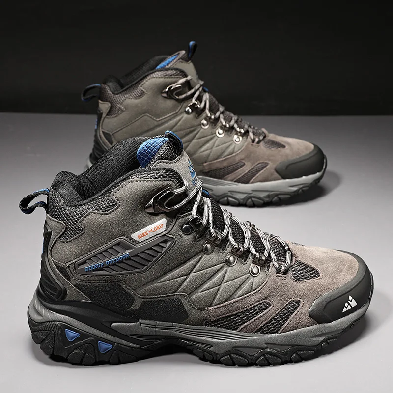 HIKEUP Boot Men Outdoor Hiking shoes Suede High Top Trekking Men Shoes Tactical Combat Military Boots