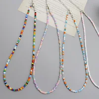 Collier ras du cou en perles de rocaille simples pour femmes, breloque de mode coréenne colorée faite à la main, style Boho, chaîne de cou, bijoux cadeau 1