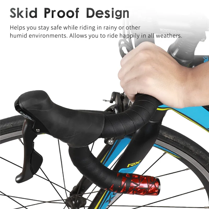 WEST BIKING Road Bicycle Soft Handlebar Tape PU+EVA Anti-slip Bike Handlebar Tape Shock Absorption Cycling Wrap End Plug