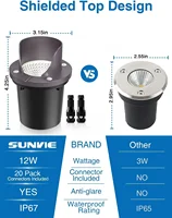 Low Voltage Landscape Lights 12W LED Outdoor In-Ground Waterproof Shielded Well Lights 12V-24V Warm White Paver Lights with Wire 2