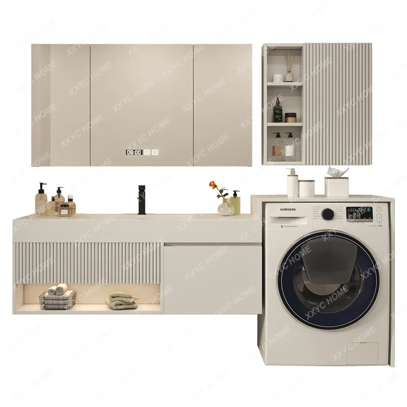 All-in-One Cabinet Combination Stone Plate Bathroom Cabinet Seamless Ceramic Basin Washstand