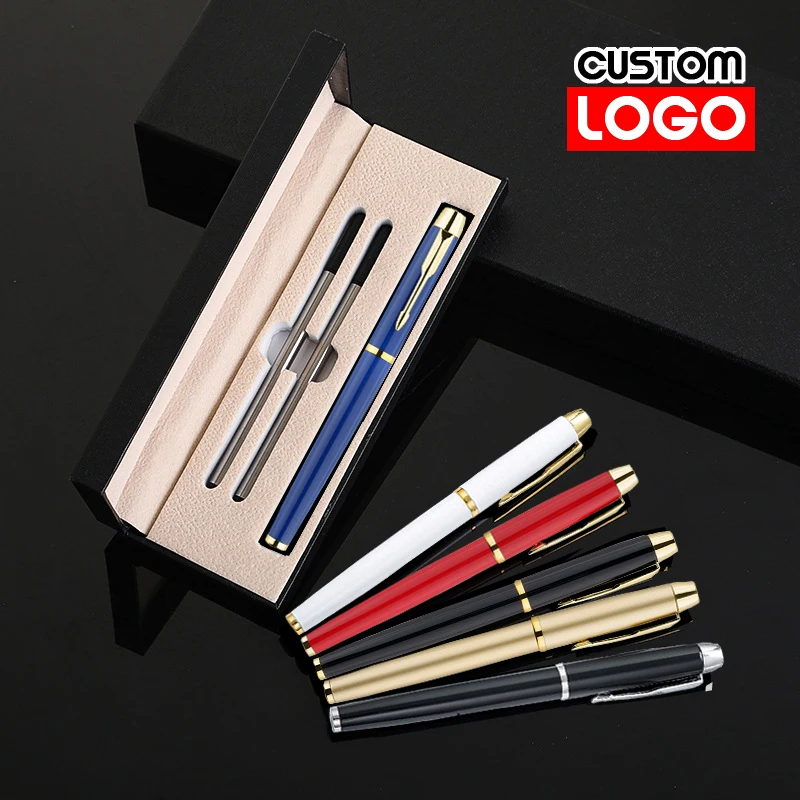 Gift Box Luxury Metal Gel Pens In Custom Logo Office & School Supplies Business Gift Box Packaging Roller Pen stationary 500pcs roll 3 8cm rainbow laser thank you stickers small shop gift packaging decorative envelopes labels stationary supplies