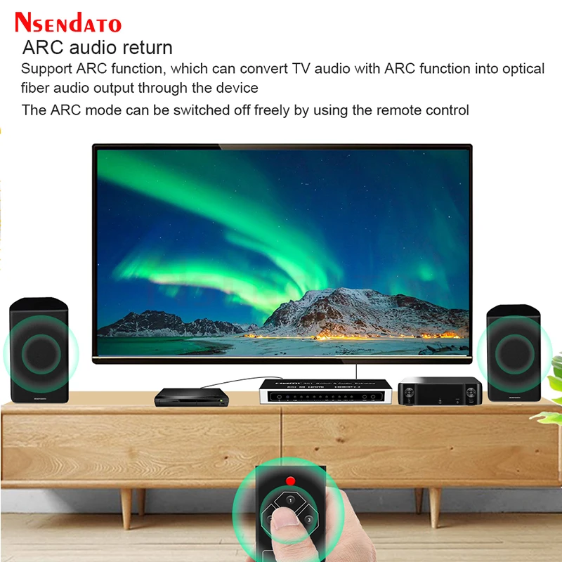 HDMI Switcher 4K 4x1 HDMI Audio Extractor 4 in 1 out 4K 60Hz 3D ARC SPDIF RCA L/R HDMI Switch With Romote For PS4 Apple TV