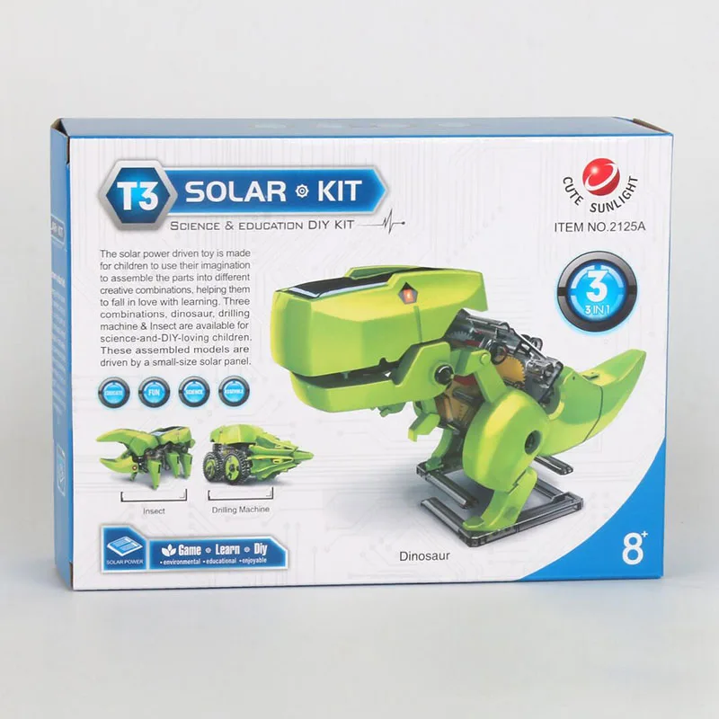 Diy 3-in-1 Solar Energy Robot Children's Toy Dinosaur Insect Drilling  Machine Deformation Panel Power Supply - Solar Toys - AliExpress
