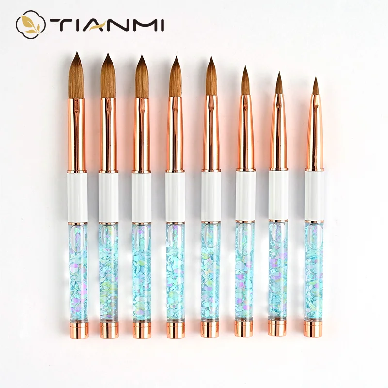 

TIANMI Oil Filling Crystal Handle Nail Art Brush Mink Hair Nail Brush Professional Nail Tools Manicure Nail Design Carving Pen