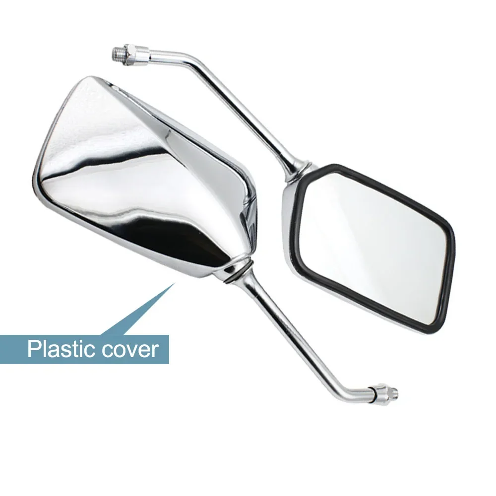 Square Rearview Mirrors 10mm M10 Thread for Motorcycles and Scooters