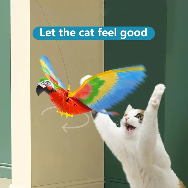 цена Simulation Bird Interactive Cat Toys Electric Hanging Eagle Flying Bird Cat Teasering Play Cat Stick Scratch Rope Pet Toys