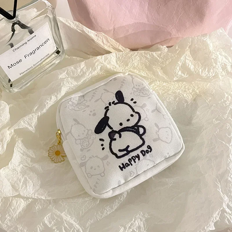 Sanrio Pochacco Anime Figures Kawaii Girls Sanitary Napkin Storage Bag Cartoon Pattern Mini Coin Purse Portable Cosmetic Bag 4
