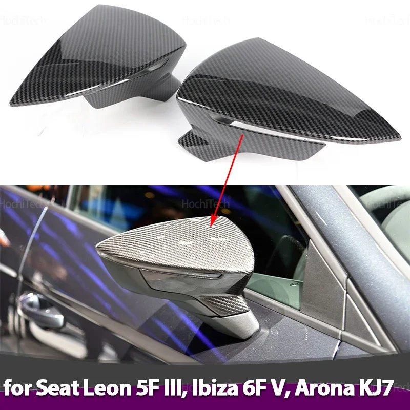 Leapiture Trim Wing Mirror Cover Door Mirror Cap Pair Rear View Mirror Protective Covers Replacement For SEAT Leon Mk3 5F ST FR Cupra 2013‑2019(carbon - View #10