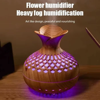 Wood Grain Mini Vase Air Humidifier USB Electric Ultrasonic Water Aroma Essential Oil Diffuser Home Room Fragrance Air Purifier 1