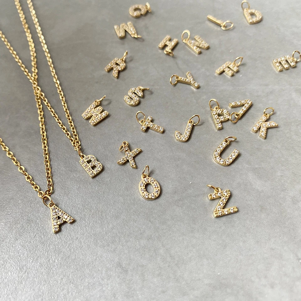 Gold Letter Charms Necklaces  Letter Charms Jewelry Making - 26pcs Letter  Charm - Aliexpress