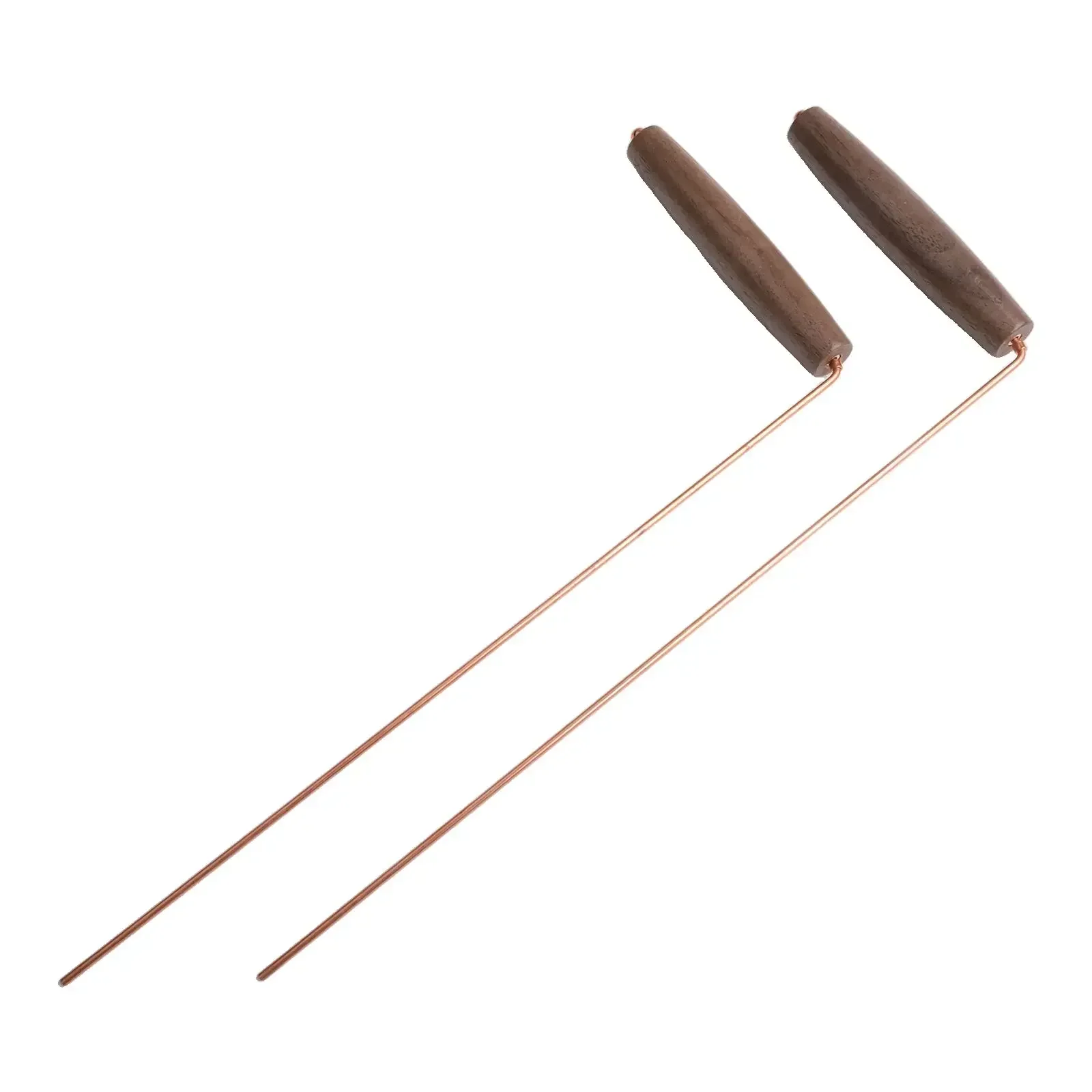 2pcs Pure Copper Metal Detector Rod Water Witching Portable Dragon Seeking Divination Tool With Wooden Handles Dowsing Rod 3