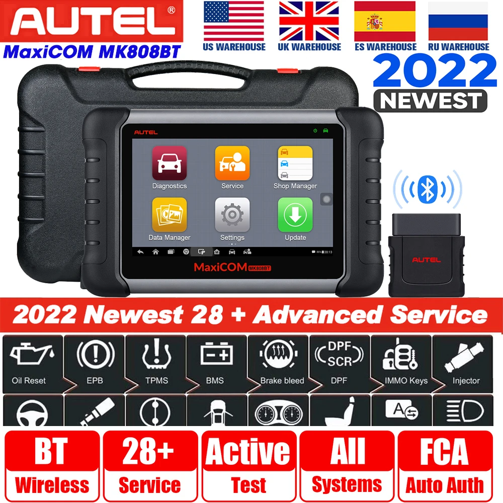 small car inspection equipment Autel MaxiCOM MK808BT Car Professional Diagnostic Tools Code Reader OBD1 OBD2 Bluetooth-compatible Active Test Scanner PK MK808 best car inspection equipment