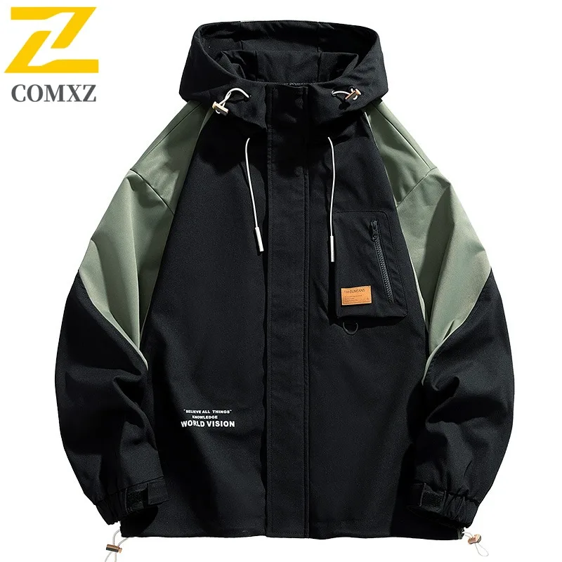 COMXZ Classic Coat Multi-Pocket Fashion Minimalist Outdoor Work Climbing Biker Jacket Adventure Wear Resistant Men's Outerwear