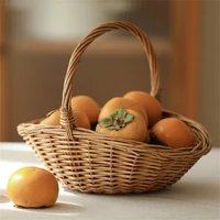 Wicker Storage Basket With Handle, Gift Hamper Basket, Picnic Baskets, Kitchen Basket Small 2