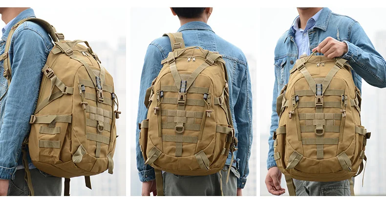 Men's 900D Durable Waterproof  Hiking Off-road Camping Travel Bag Men's Camouflage Sports Outdoor Tactical Backpack 25L