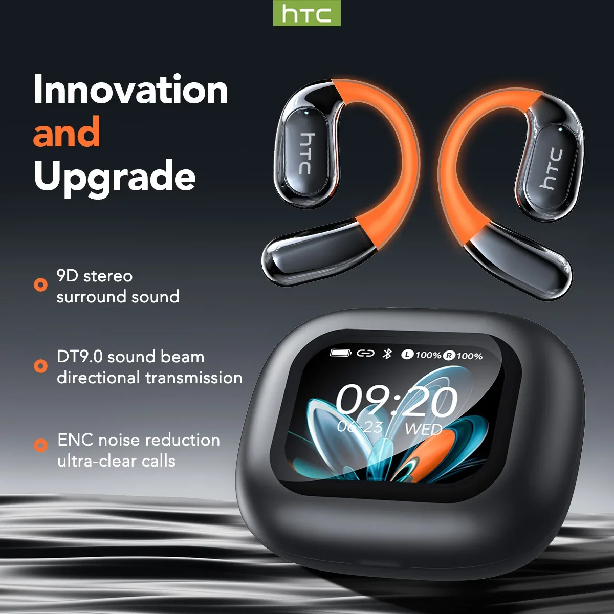 Bluetooth Earphones AI OWS Sports Headphones LCD Screen Wireless Headphones Glowing Earhook Translator Earbuds HTC NE27