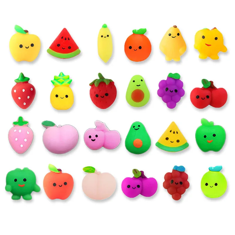 10PCS Cute Fruit Creative Novel Soft Glue Squeeze Decompression Release Children