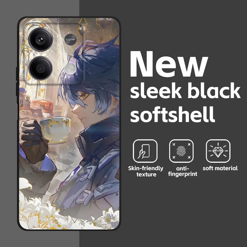 Genshin Impact Flins Soft Black Phone Case